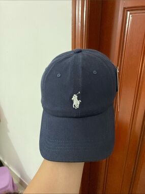 Ralph Lauren Navy Polo Pony Baseball Cap with White Logo